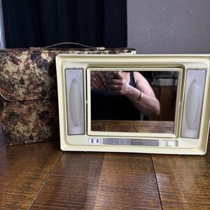Vintage Makeup Cosmetic Vanity Mirror Lighted Retro 2 Sided Magnified W/Case